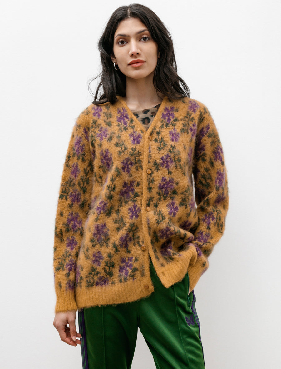 Mohair Cardigan Yellow Flowers