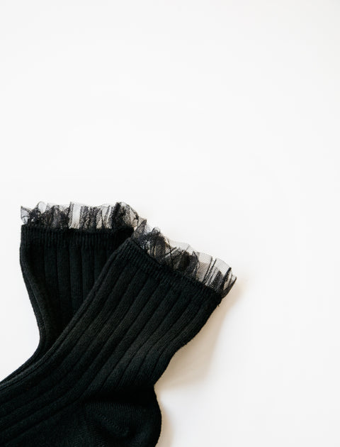 Collegien Margaux Tulle Socks Noir de Charbon