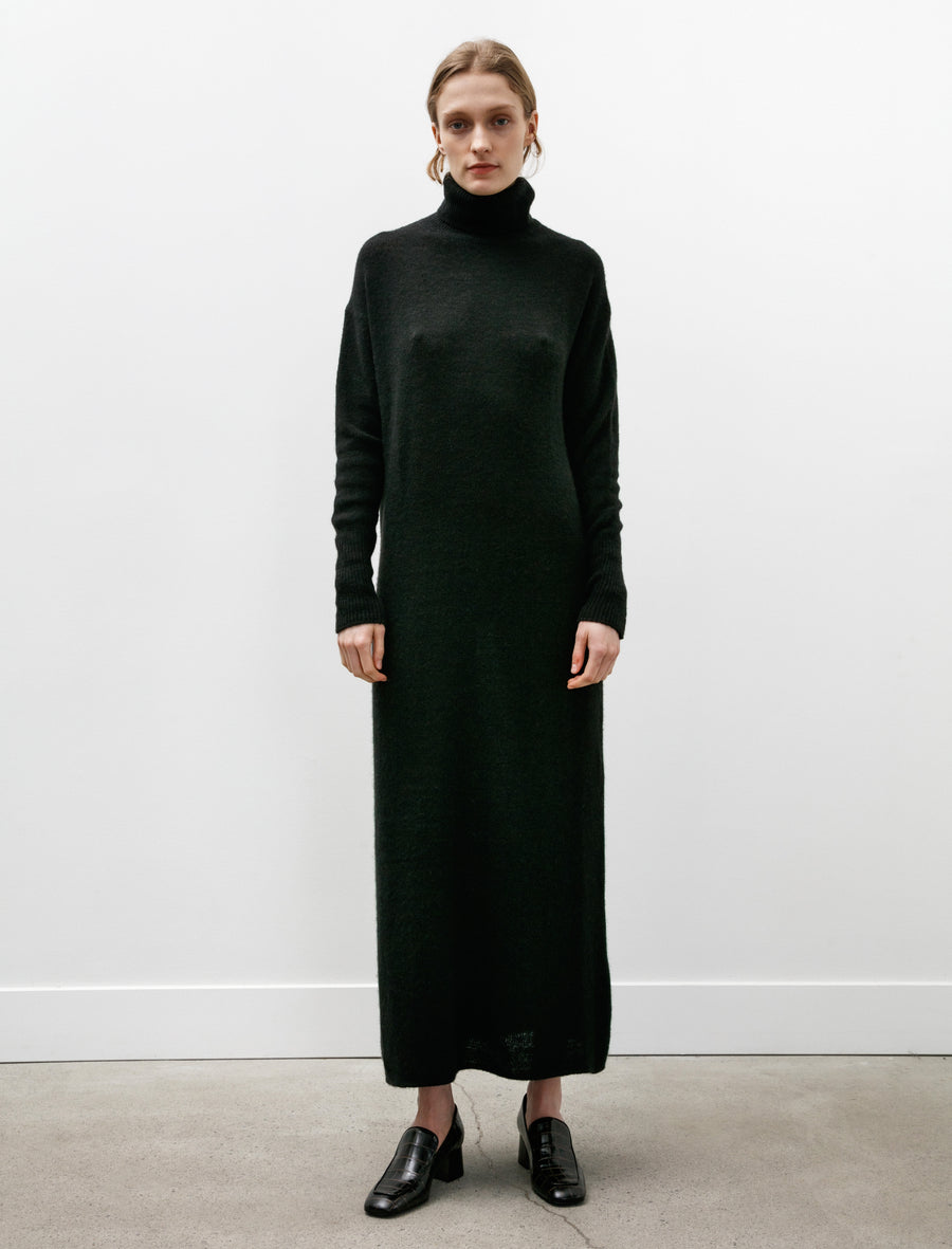 Comoli Garment Dyed Cashmere Turtleneck Knit Dress Black Neighbour Comoli Garment Dyed Cashmere Turtleneck Knit Dress Black Neighbour