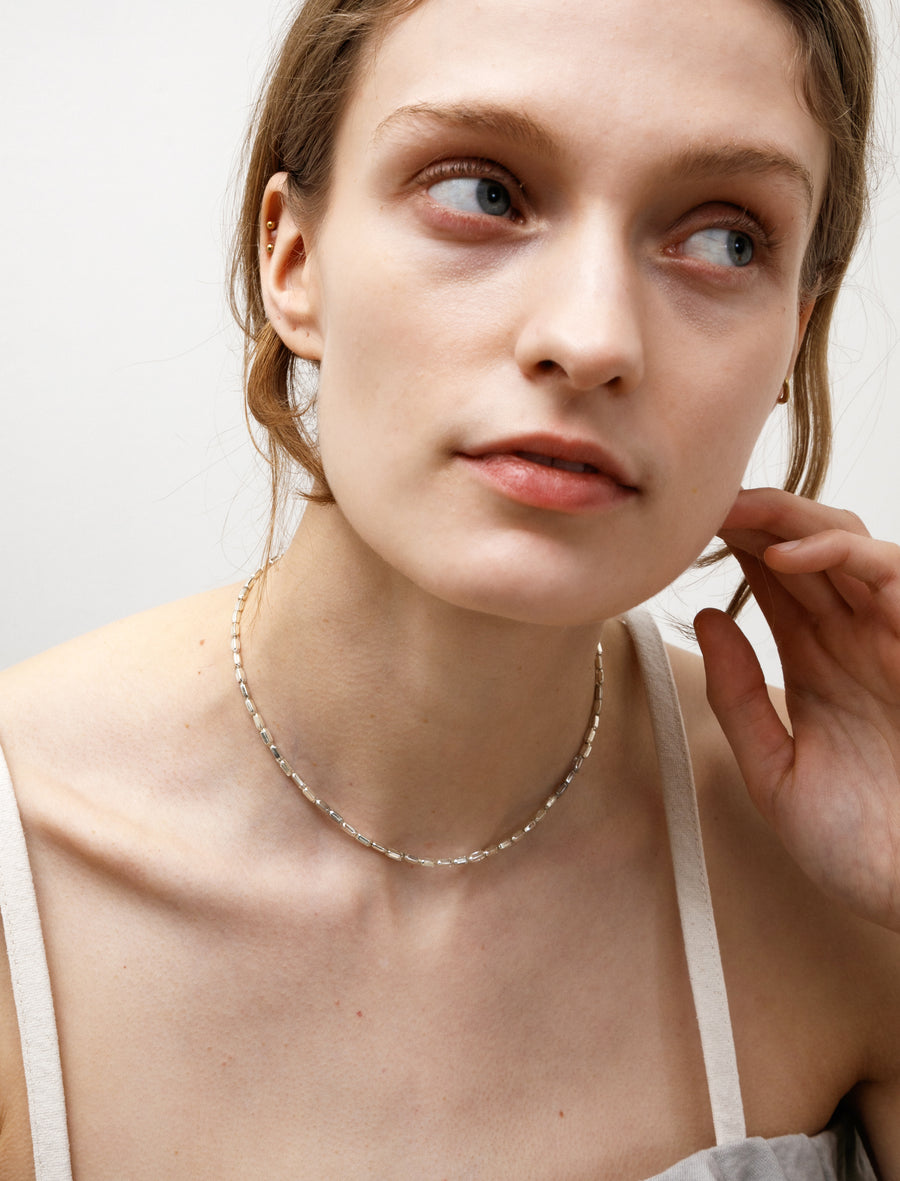 Small Hollow Chain Necklace Silver - Image 3