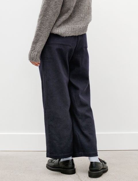 Cawley Georgia Trousers Pinstriped Japanese Wool Navy