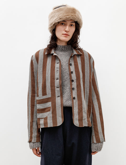 Cawley Lillie Jacket Striped Linen Brown/Blue