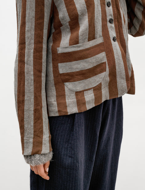 Cawley Lillie Jacket Striped Linen Brown/Blue