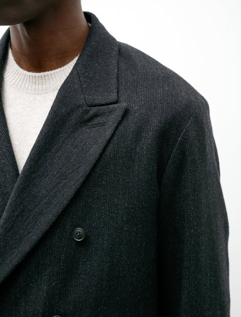 Comoli Refine Finished Wool Stripe Jacket Charcoal