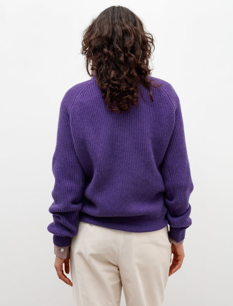 Cristaseya Ribbed Raglan Cashmere Sweater Purple