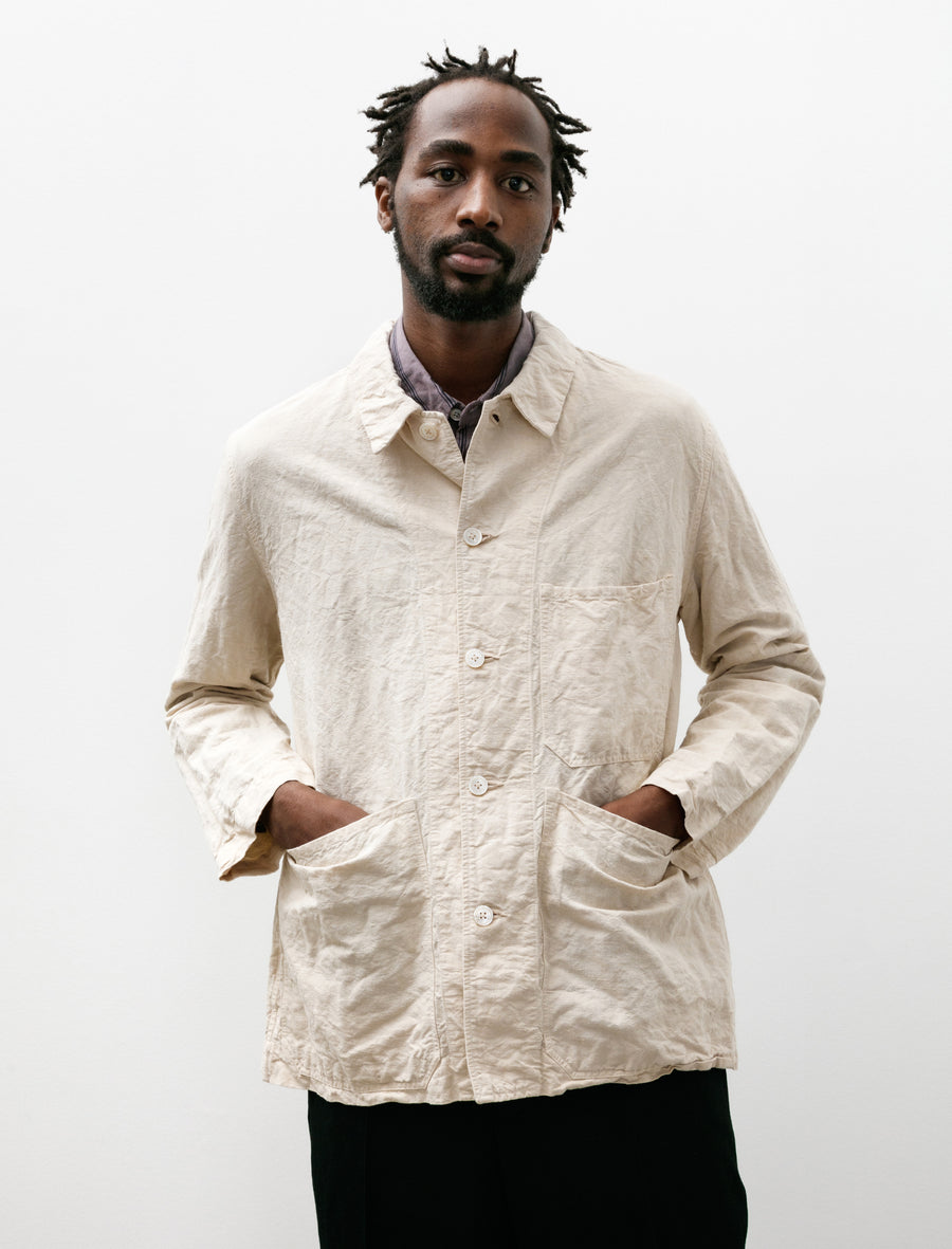 Pocket Jacket French Vintage Linen Cotton Hazelnut Walnut Dye