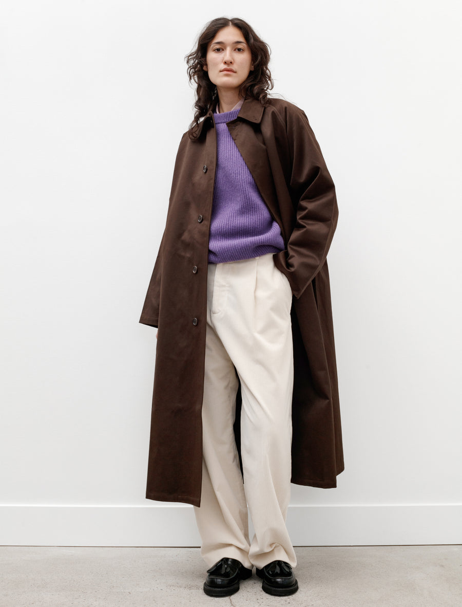 Oversized Long Trench Cotton Satin Brown - Main Image
