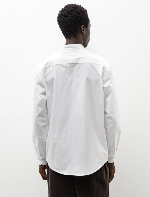 Evan Kinori Band Collar Shirt Typewriter Cloth White