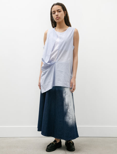 Y's by Yohji Yamamoto Spotted Denim Panel Pocket Skirt Indigo