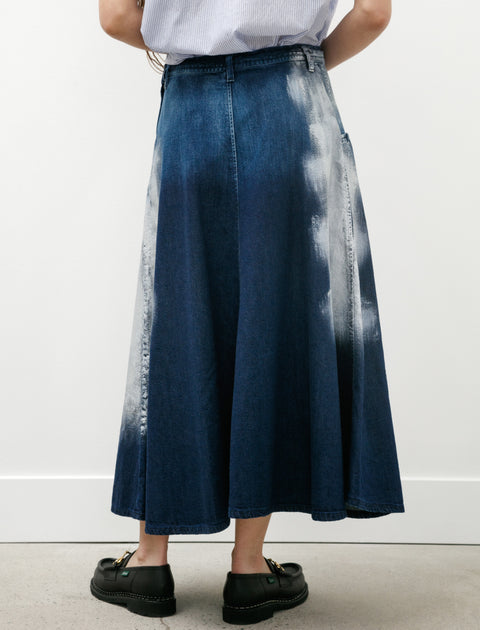 Y's by Yohji Yamamoto Spotted Denim Panel Pocket Skirt Indigo