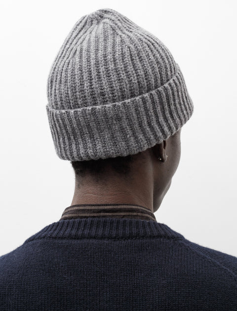 Evan Kinori Knit Hat Cashmere Lambswool Grey