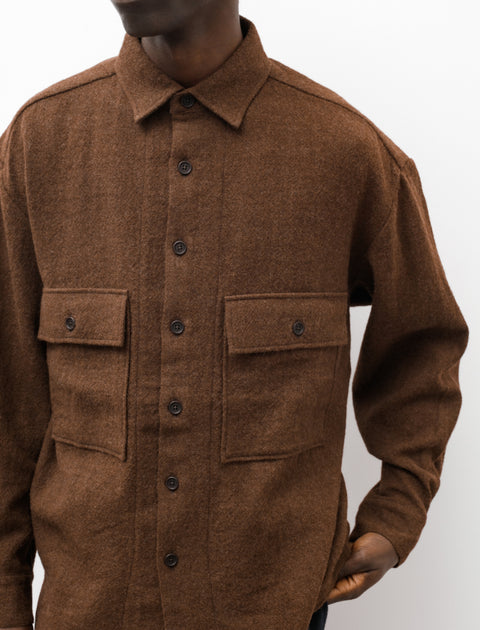 Evan Kinori Big Shirt Lightweight Wool Gauze Rust