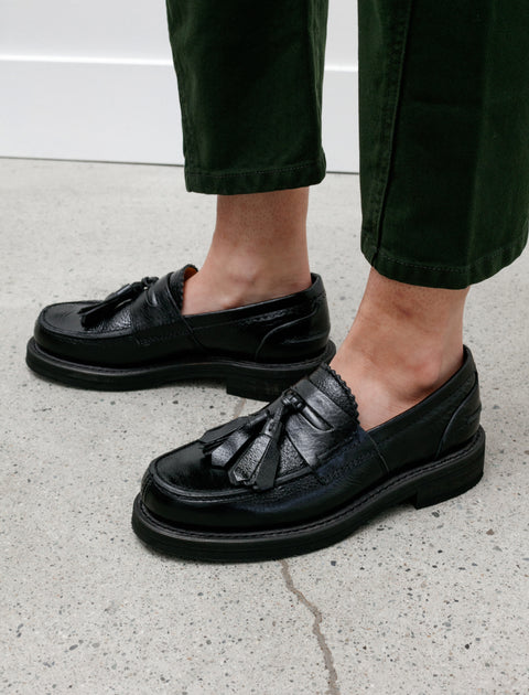 Our Legacy Tassel Loafer Black Crackle Patent Leather