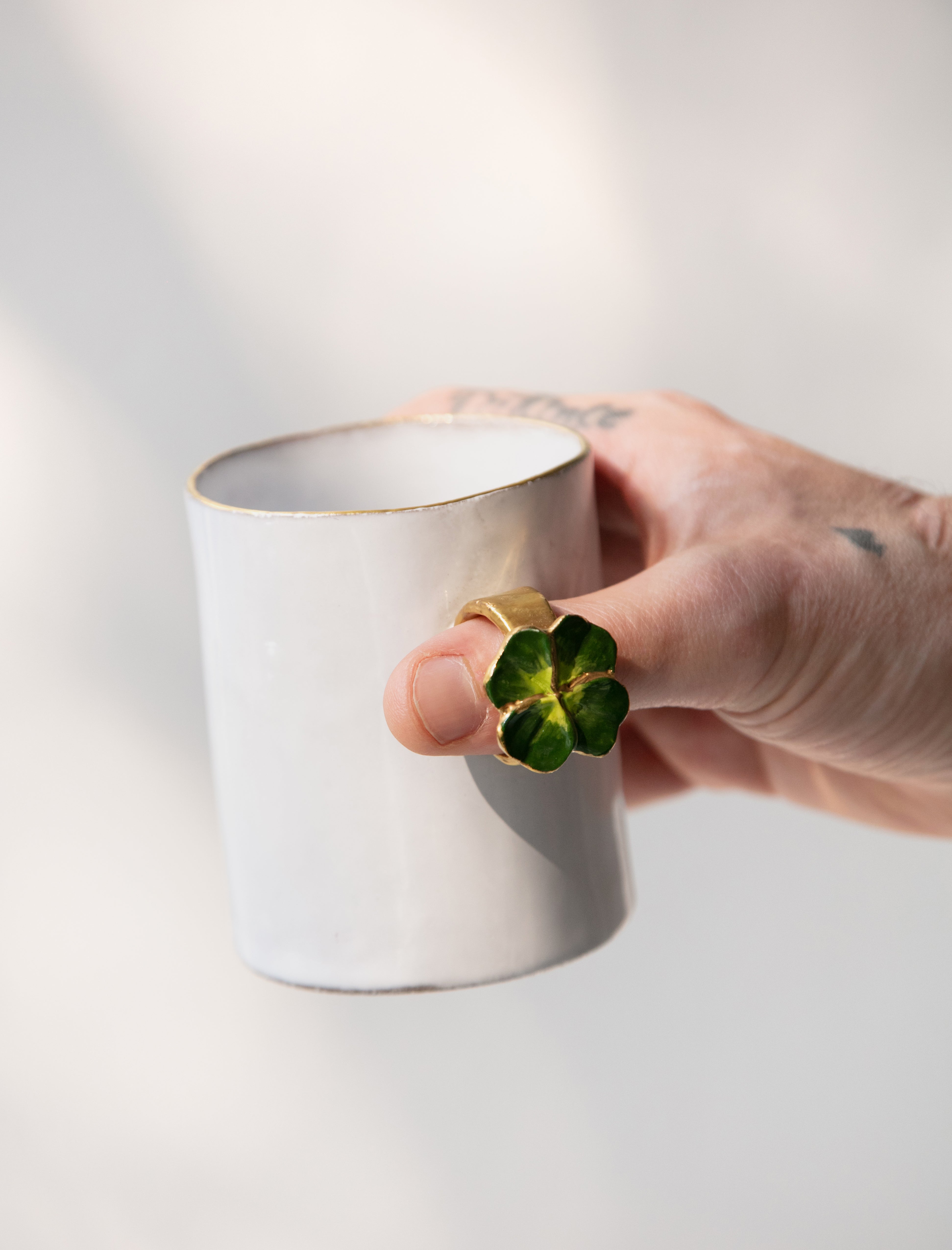 Astier de Villatte Four-Leaf Clover Ring Cup