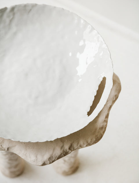 Nathalee Paolinelli Eggshell Bowl with Handles Cream Glaze