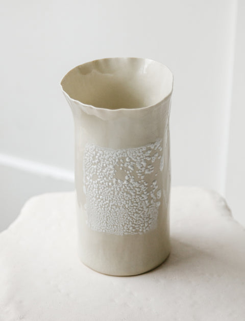 Nathalee Paolinelli Cylinder Vase Cream Gloss with Lichen Pop