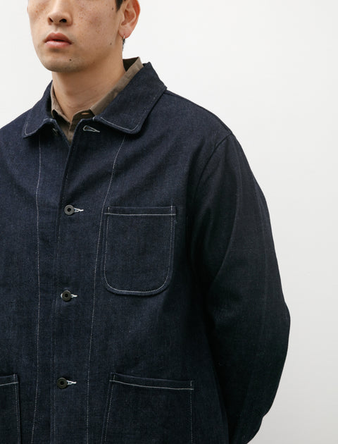 Evan Kinori Three Pocket Jacket Organic Cotton Denim Indigo