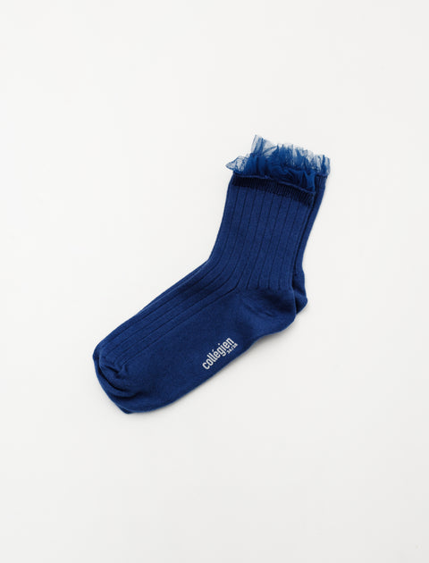 Collegien Margaux Tulle Socks Bleu Saphir