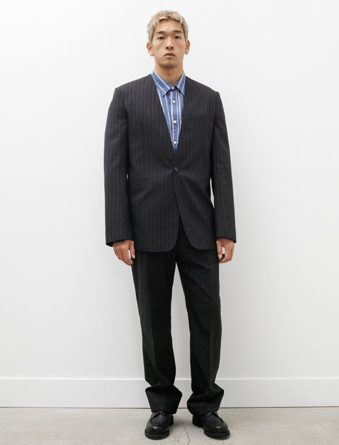 Acne Studios Tailored Wool Blend Trousers Black Grey Stripe