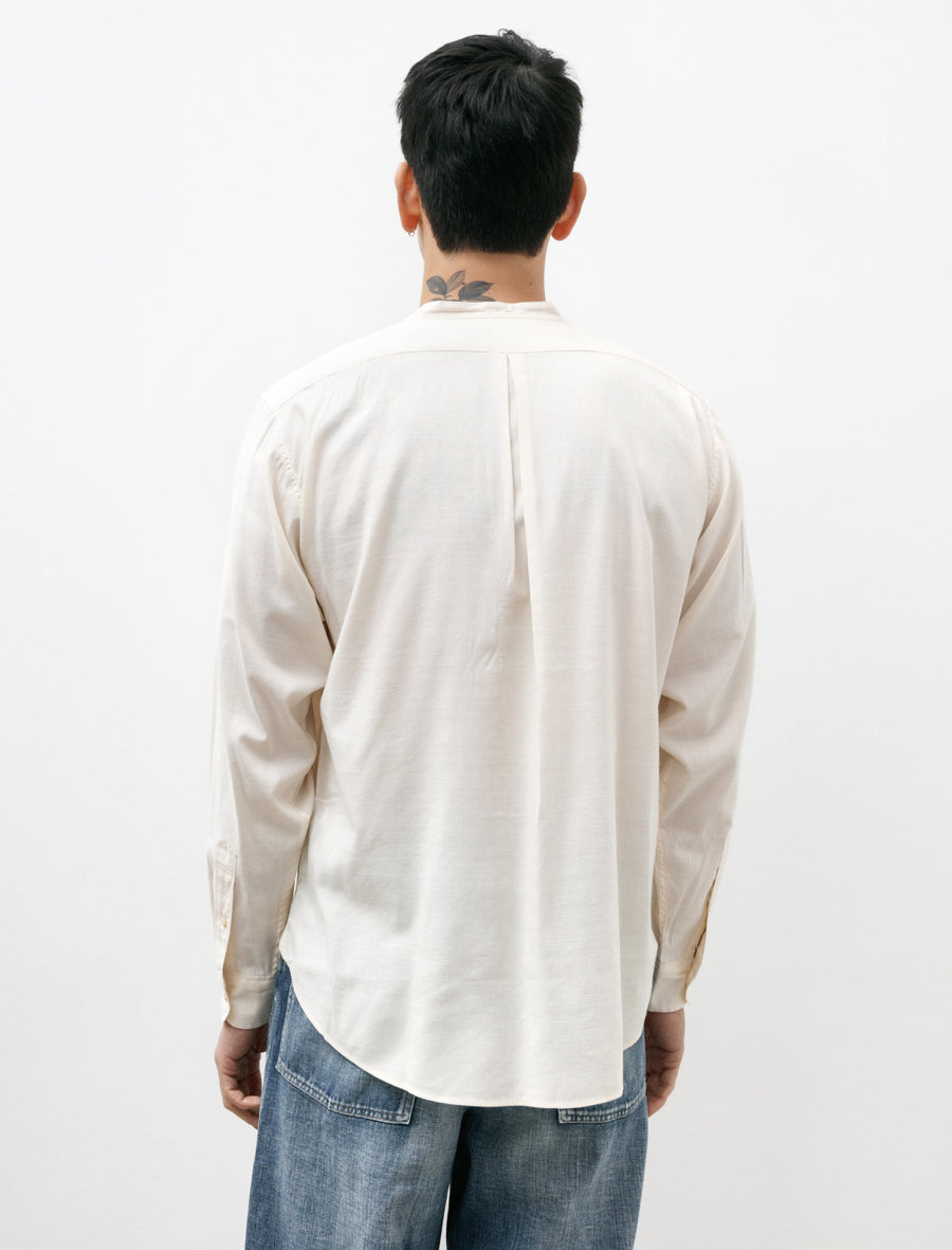 Taiga Takahashi Lot 104 Band Collar Shirt Cotton Rayon Ivory Neighbour Taiga Takahashi Lot 104 Band Collar Shirt Cotton Rayon Ivory Neighbour