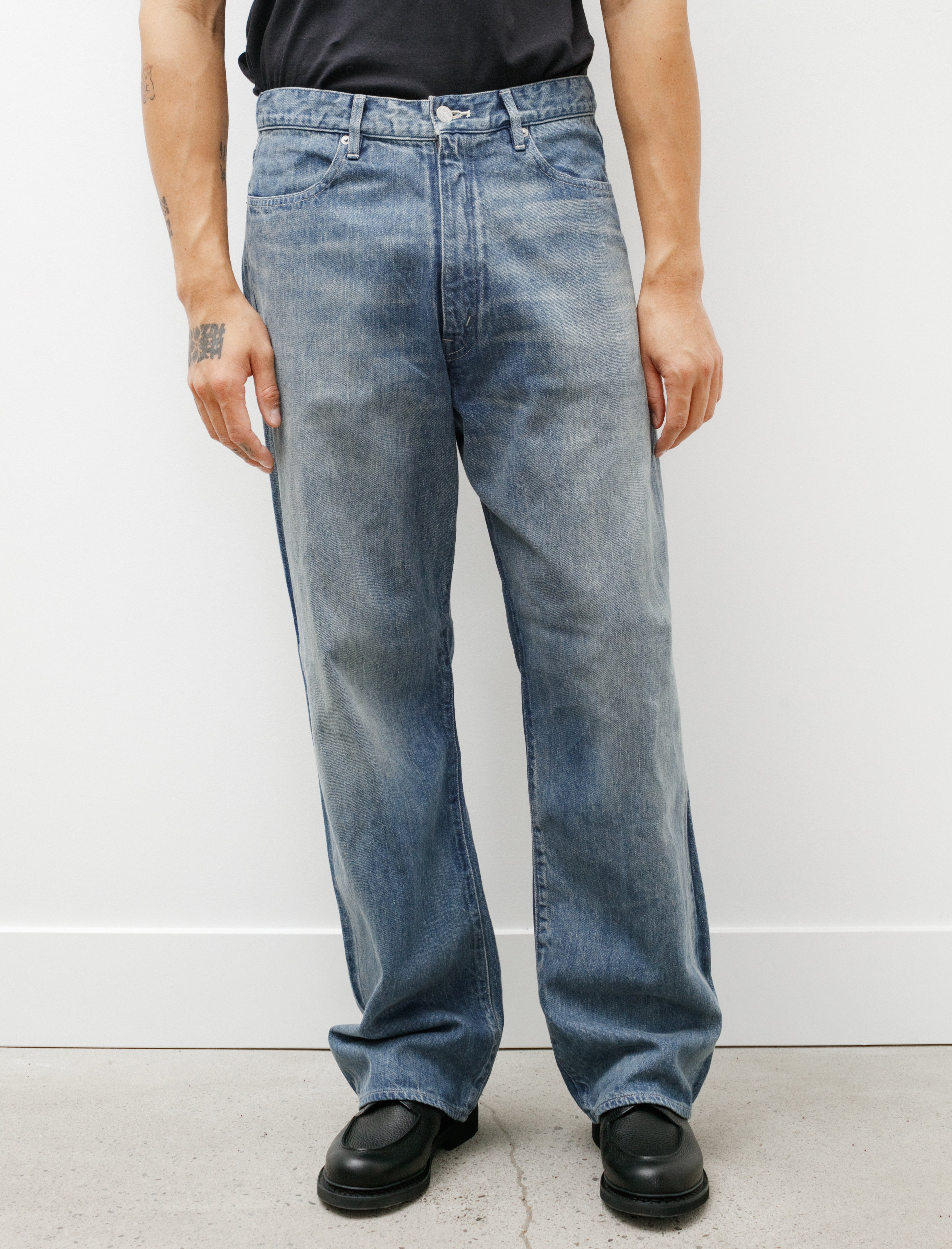 Selvedge Faded Light Denim Pants Indigo