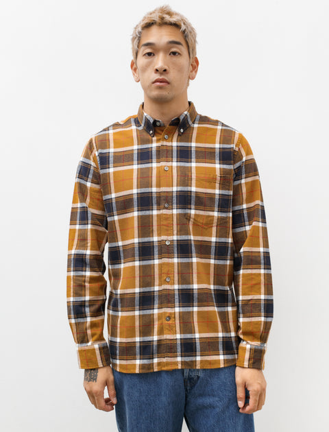 Norse Projects Anton Organic Flannel Check Shirt Cumin Yellow