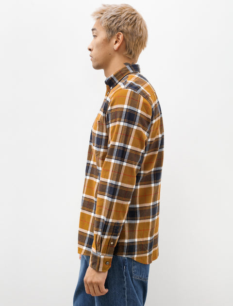 Norse Projects Anton Organic Flannel Check Shirt Cumin Yellow