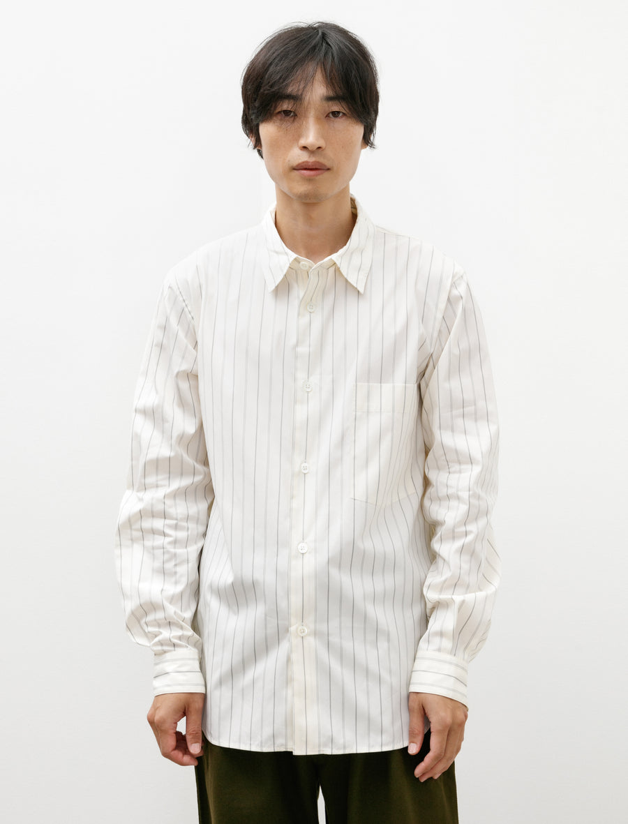 Margaret Howell Basic Shirt Wide Spaced Cotton Stripe Off White/Black Neighbour Margaret Howell Basic Shirt Wide Spaced Cotton Stripe Off White/Black Neighbour