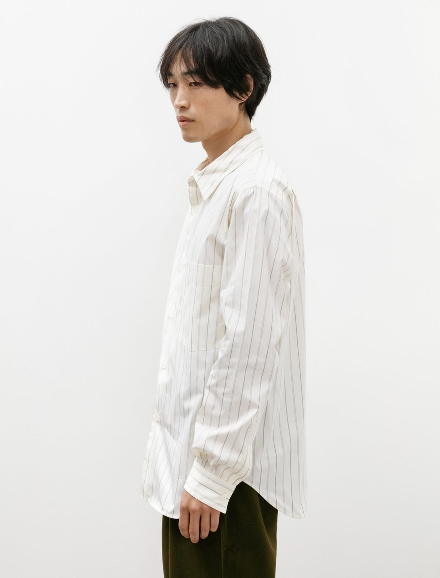 Margaret Howell Basic Shirt Wide Spaced Cotton Stripe Off White/Black Neighbour Margaret Howell Basic Shirt Wide Spaced Cotton Stripe Off White/Black Neighbour