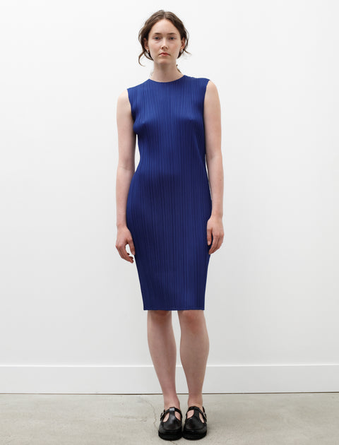 Pleats Please by Issey Miyake Monthly Colors Cap Sleeve Dress Deep Blu…