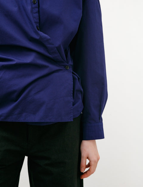Lemaire Straight Collar Twisted Shirt Blue Violet