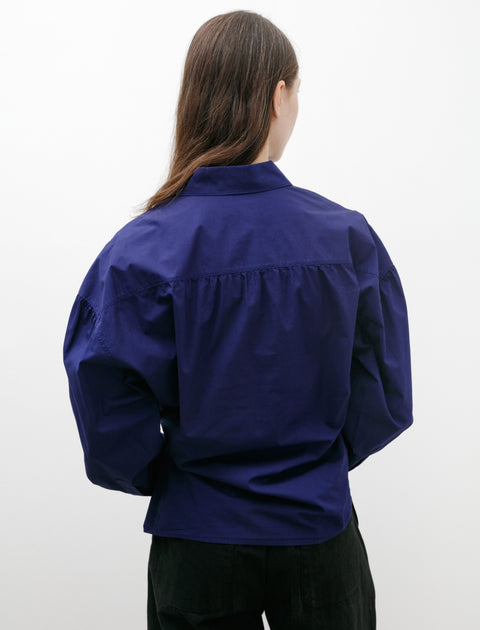 Lemaire Straight Collar Twisted Shirt Blue Violet
