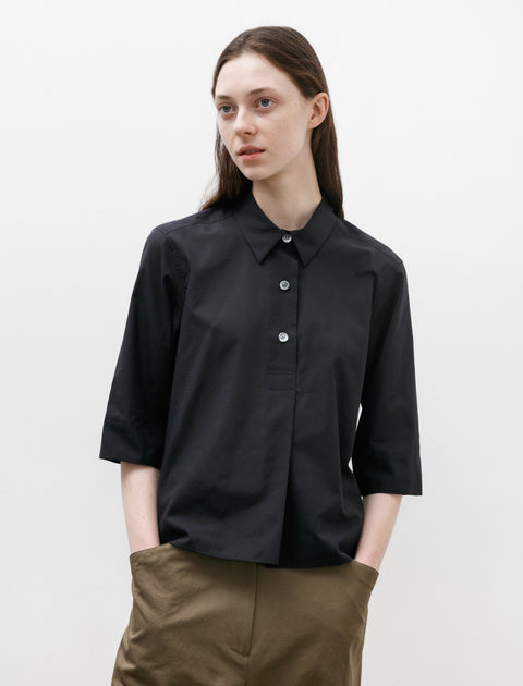 Margaret Howell Three Button Shirt Washed Cotton Black