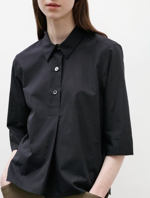 Margaret Howell Three Button Shirt Washed Cotton Black