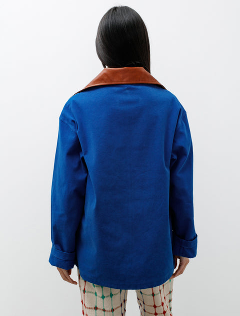 Bode Leather Tab Jacket Tan Blue