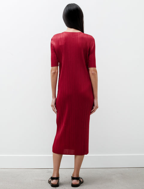 Pleats Please by Issey Miyake Monthly Colours Simple Dress Bordeaux