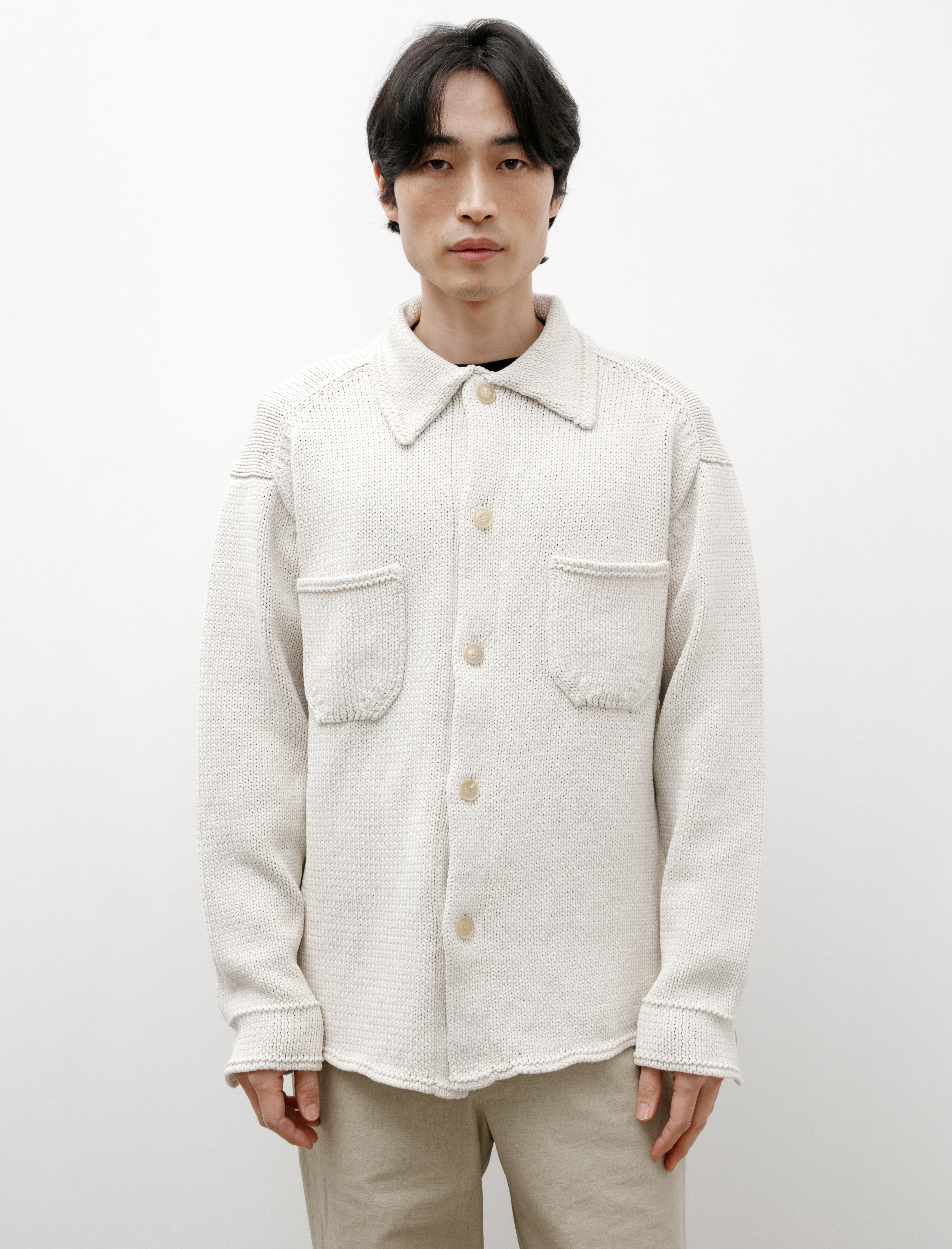 Auralee Cotton Lily-Yarn Knit Blouson Ivory