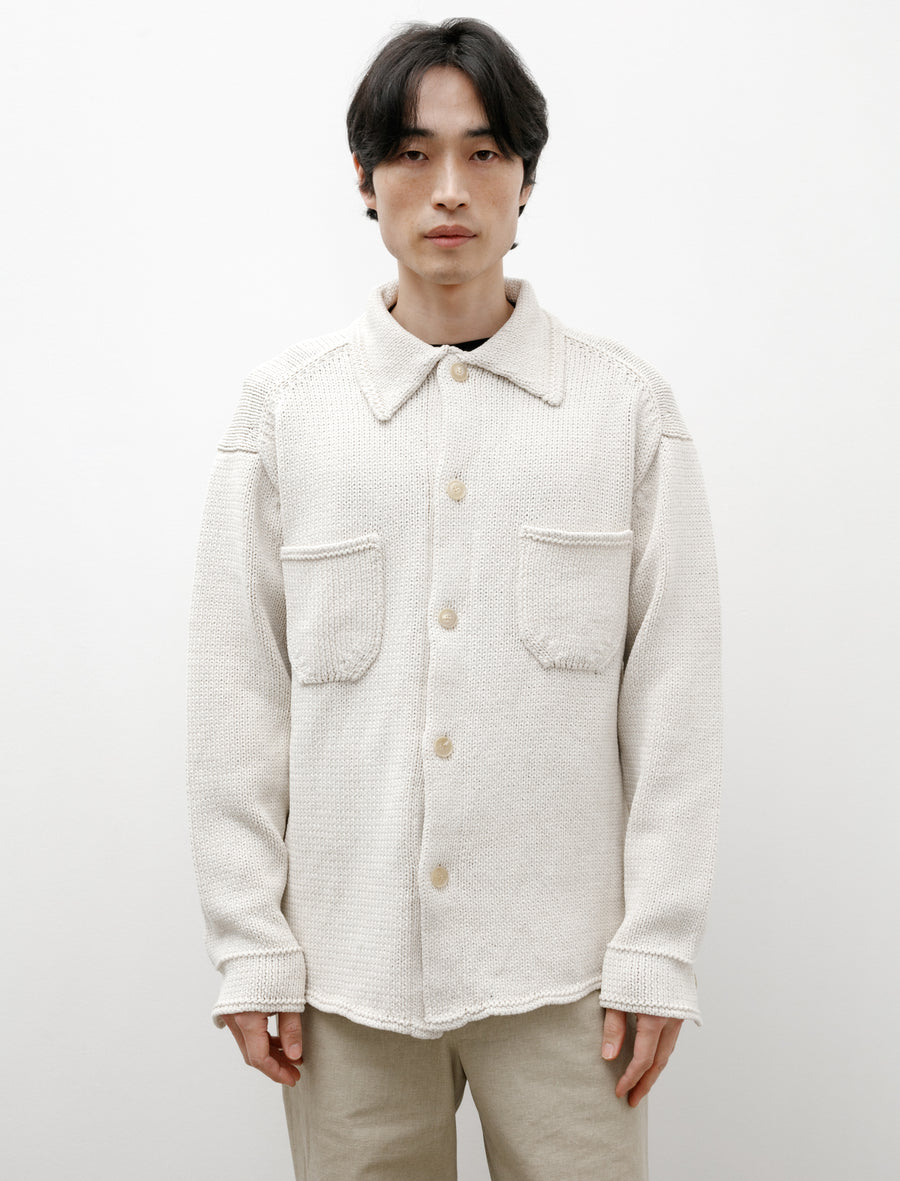 Cotton Lily-Yarn Knit Blouson Ivory - Image 1