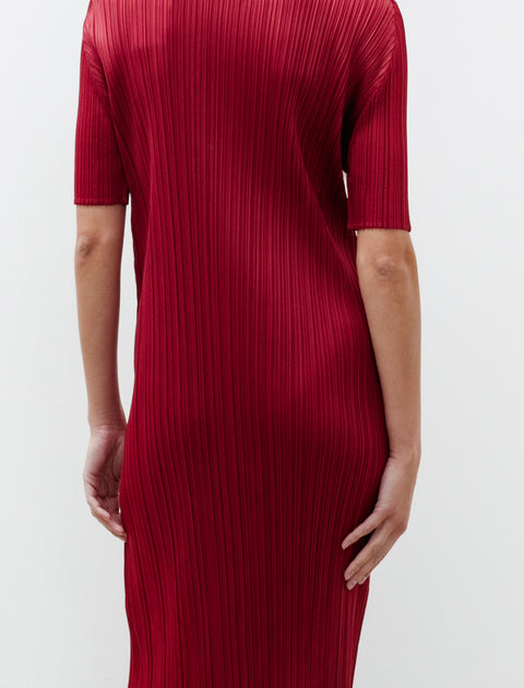 Pleats Please by Issey Miyake Monthly Colours Simple Dress Bordeaux