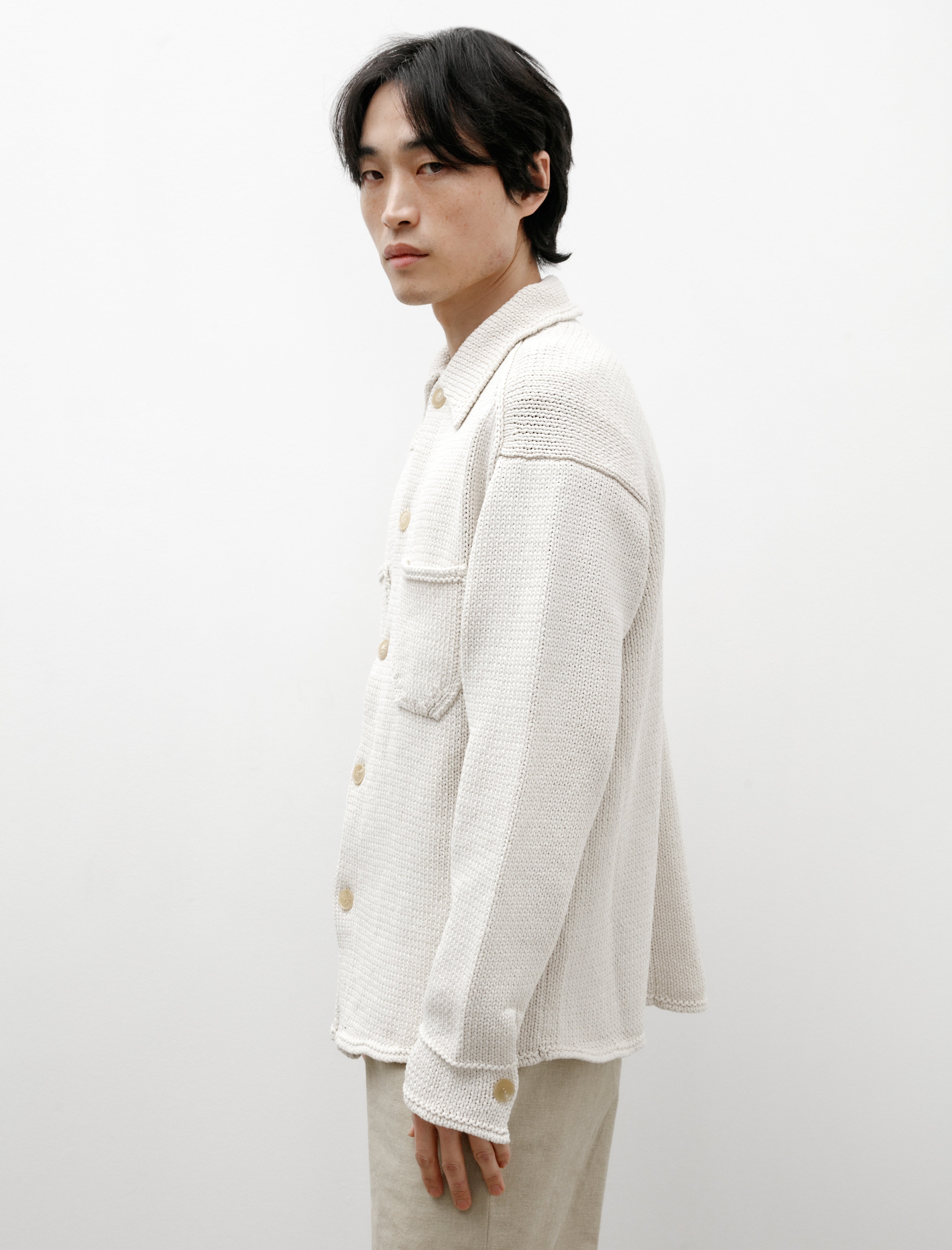 Auralee Cotton Lily-Yarn Knit Blouson Ivory