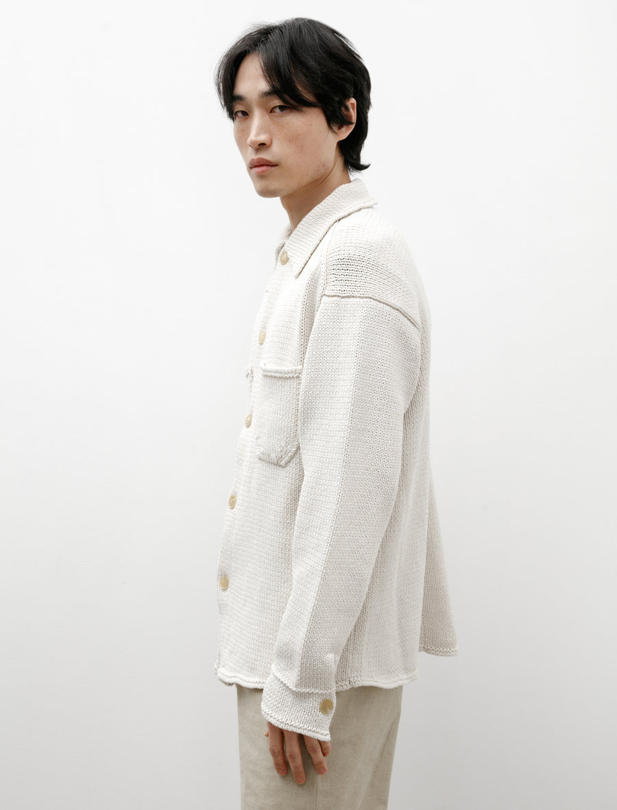 Cotton Lily-Yarn Knit Blouson Ivory - Image 3