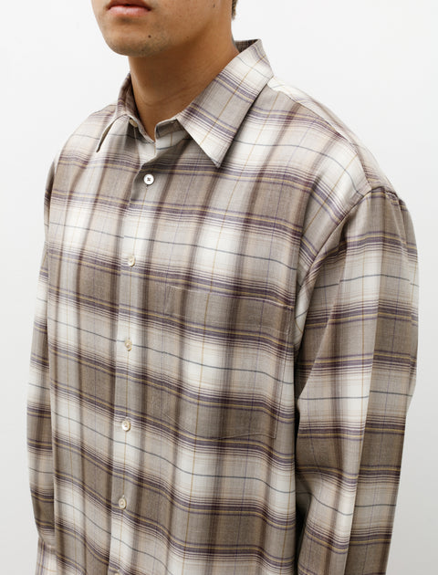 Super Light Wool Check Shirt Light Brown