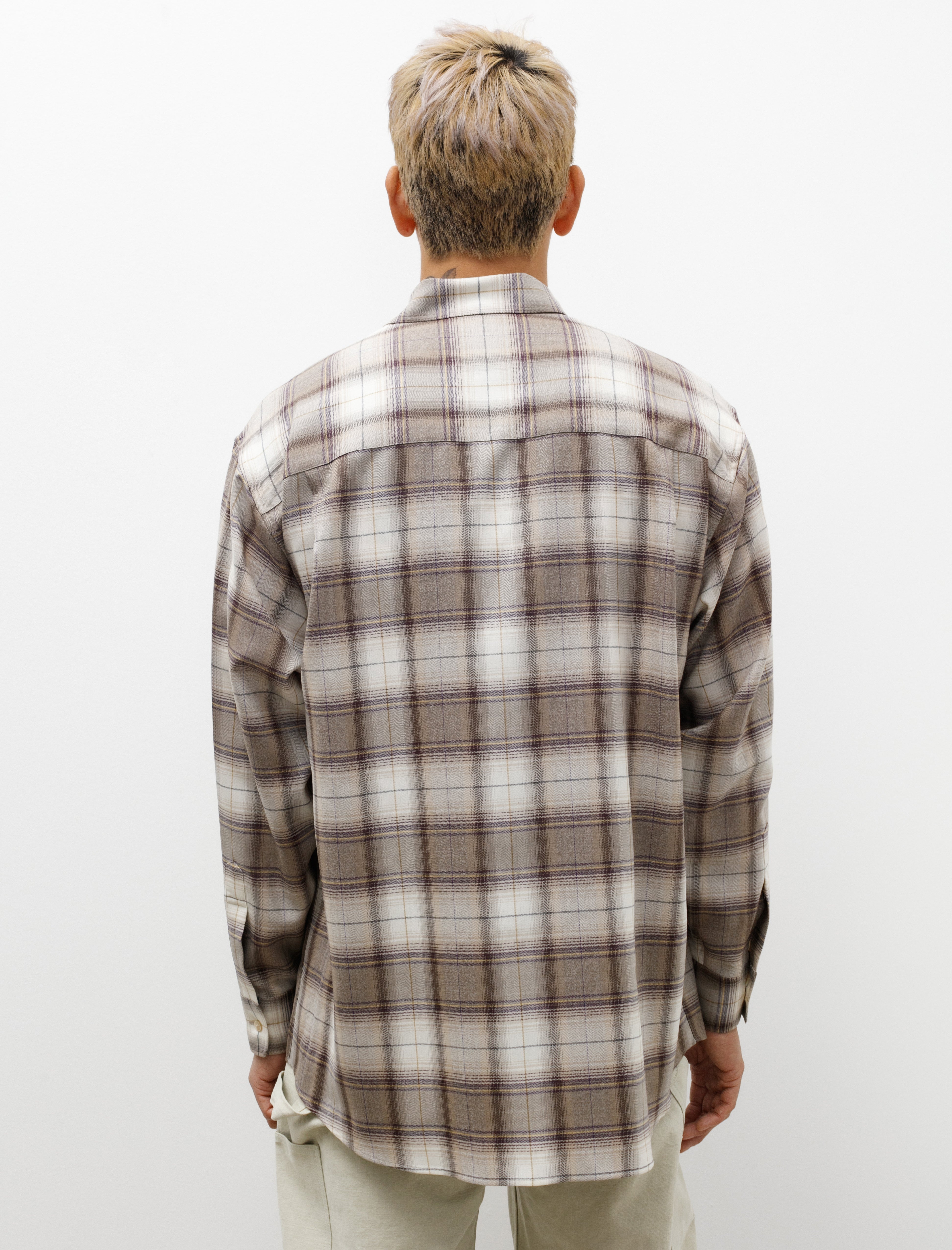 AURALEE オーラリー 23AW SUPER LIGHT WOOL CHECK SHIRT スーパーライトウールチェックシャツ ブラウン 4