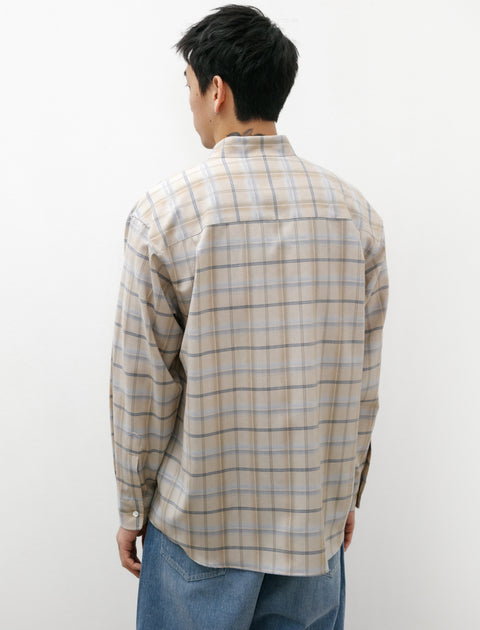 Auralee Super Light Wool Check Shirt Light Beige Check – Neighbour