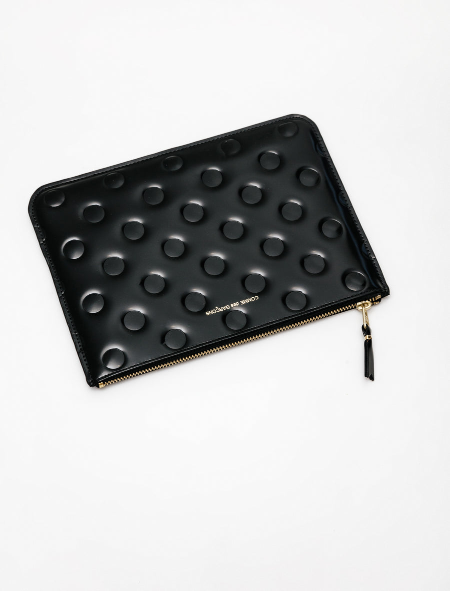Polka Dots Embossed Classic Zip Large Wallet Black - SA5100NE