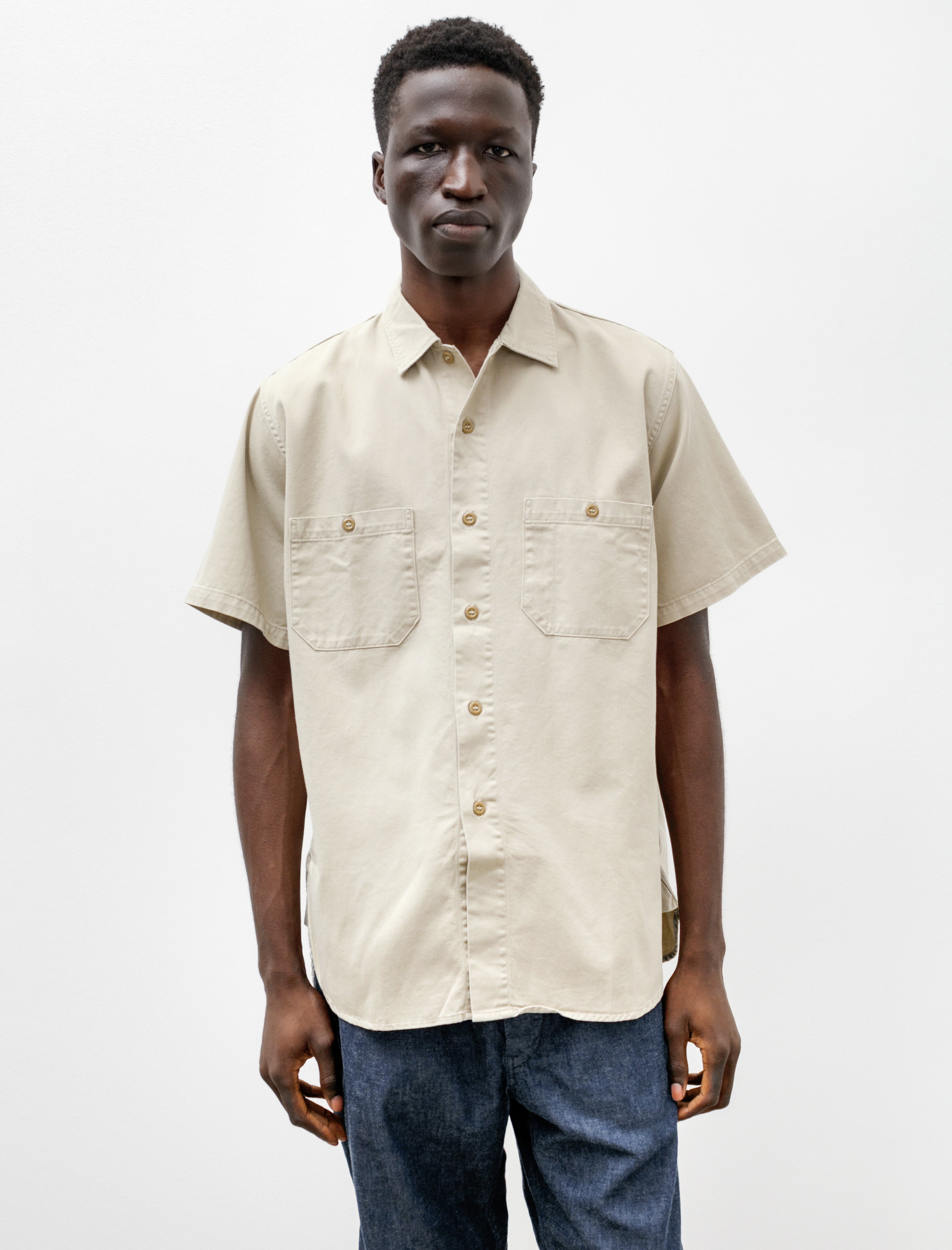 orSlow Cotton Twill 60s Work Shirt Beige – Neighbour