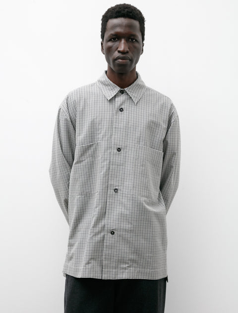 Margaret Howell Two Pocket Shirt 2 Colour Gingham Charcoal/Off White