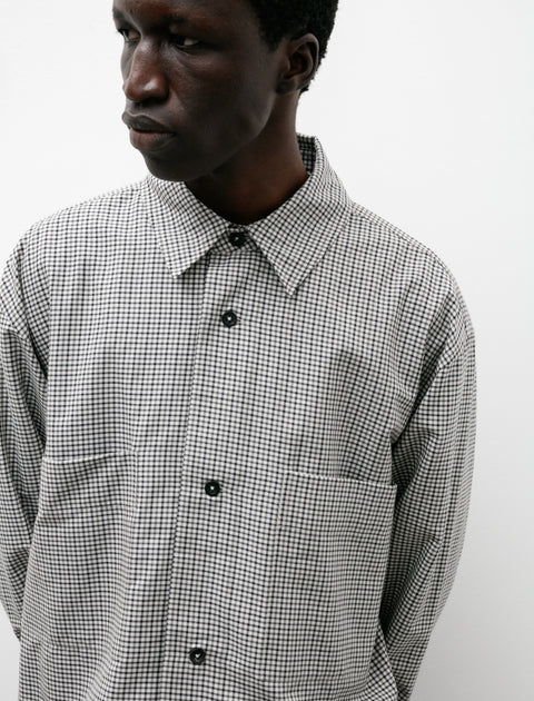 Margaret Howell Two Pocket Shirt 2 Colour Gingham Charcoal/Off White