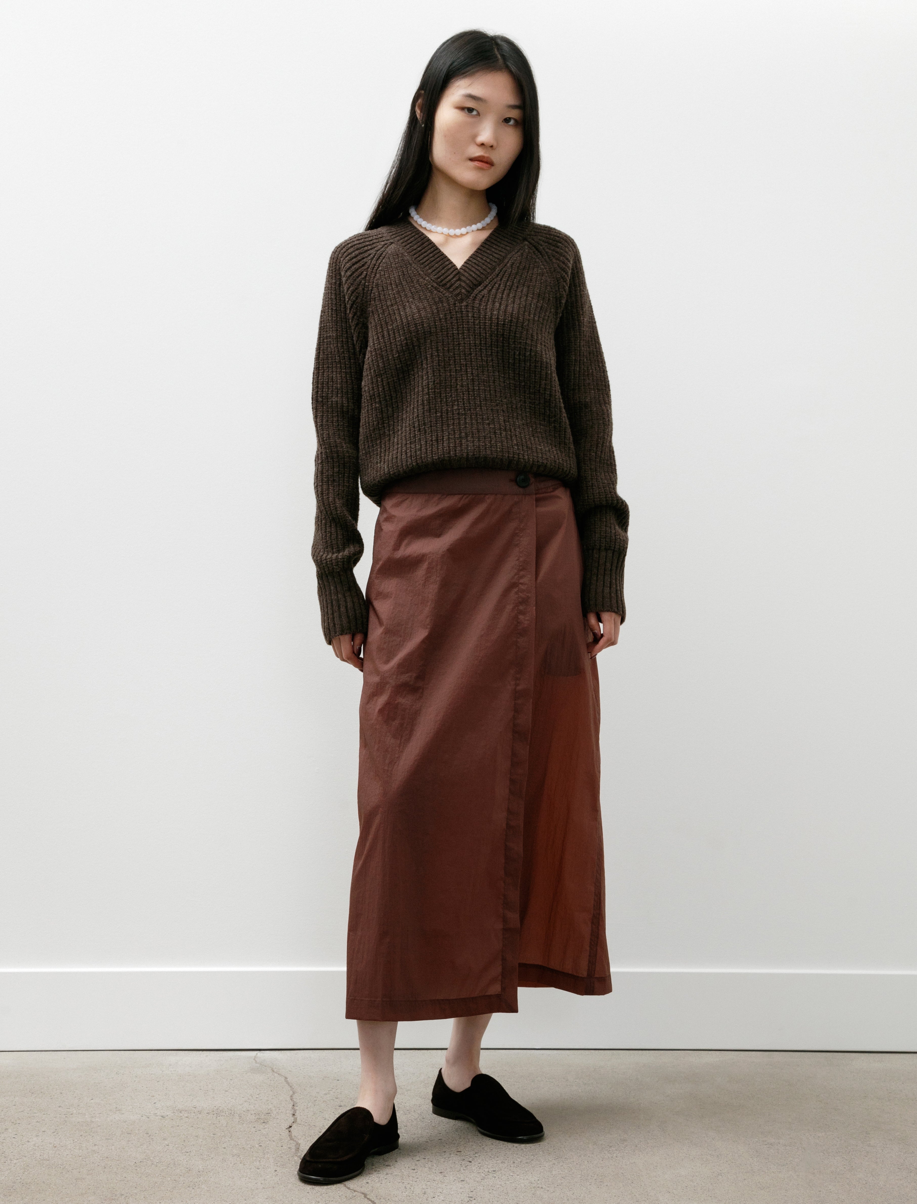 Classic Wrap Skirt Merlot Crinkled Tech