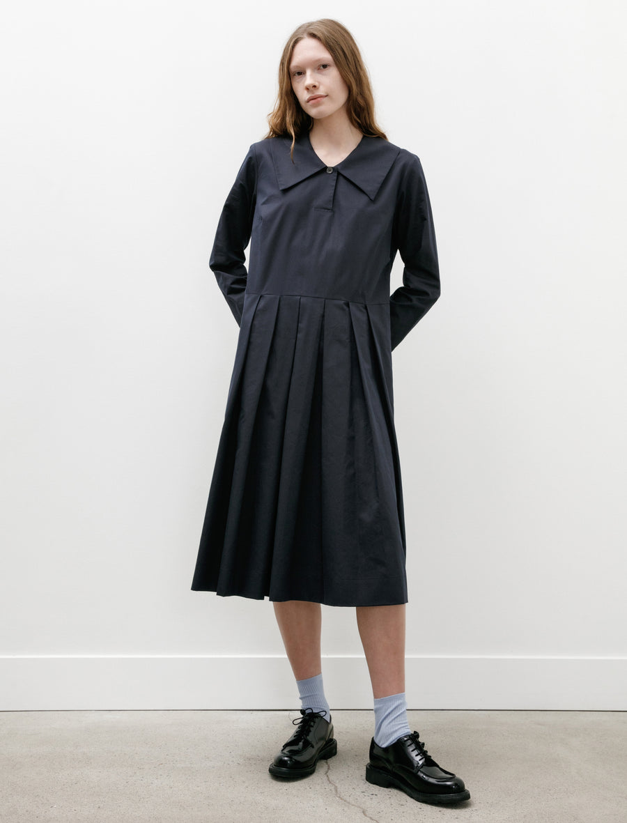 Margaret Howell Big Collar Dress Soft Cotton Silk Navy – Neighbour Margaret Howell Big Collar Dress Soft Cotton Silk Navy – Neighbour